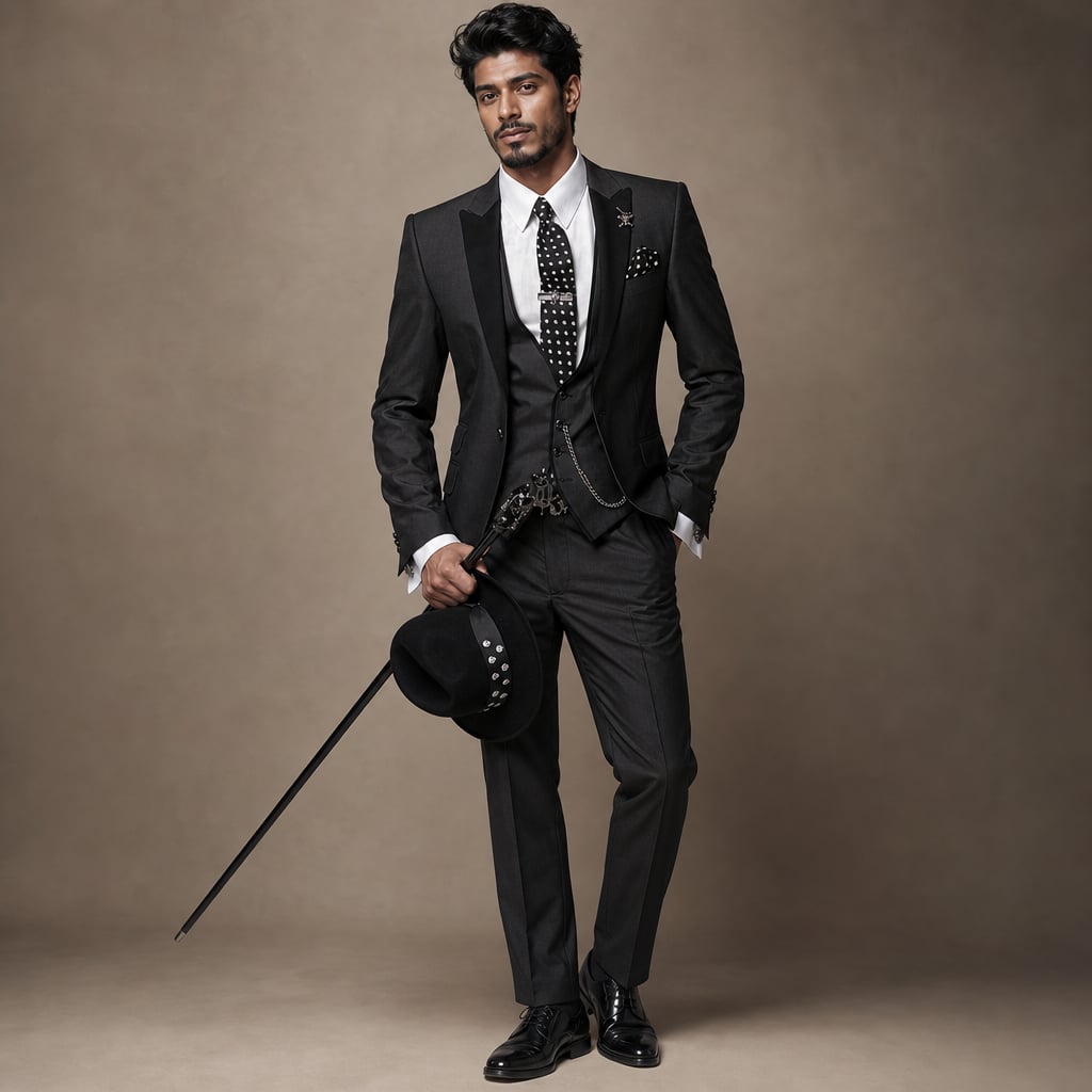 3-Piece Men's Suit Set Blazer Waistcoat Trousers Black – Product Photo