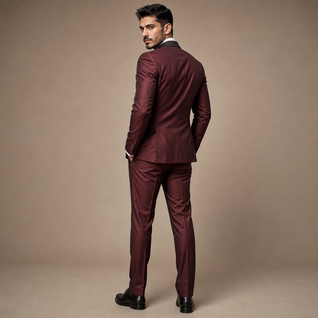 3-Piece Men's Suit Set Blazer Waistcoat Trousers Burgundy – Full Look