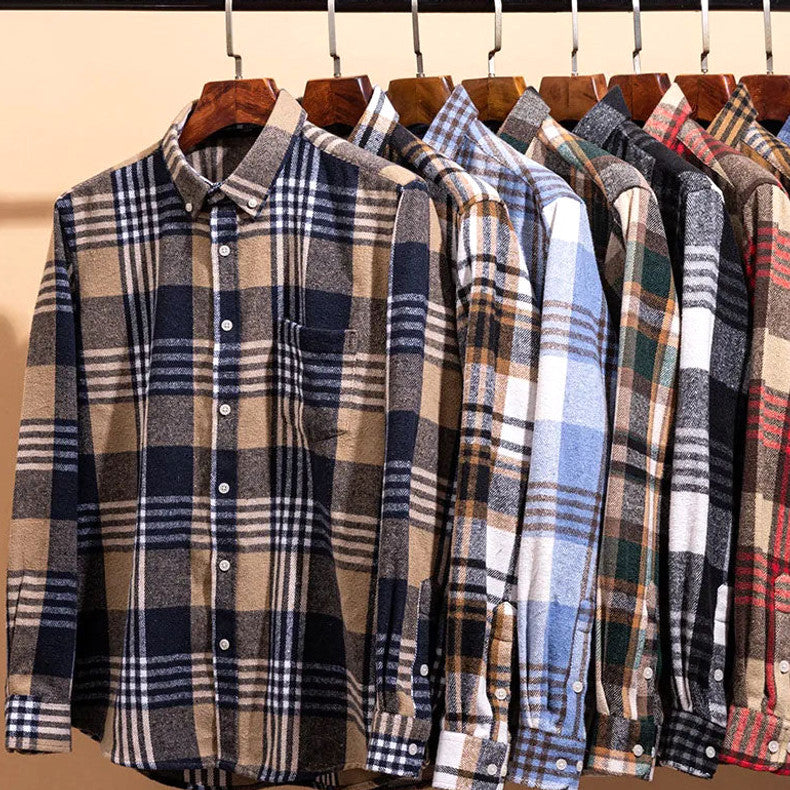 Relveck | Flannel Shirt Brushed Cotton Button-Down Tailored Fit