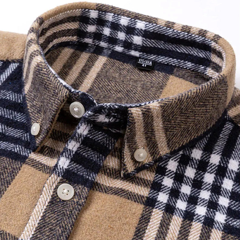 Relveck | Flannel Shirt Brushed Cotton Button-Down Tailored Fit