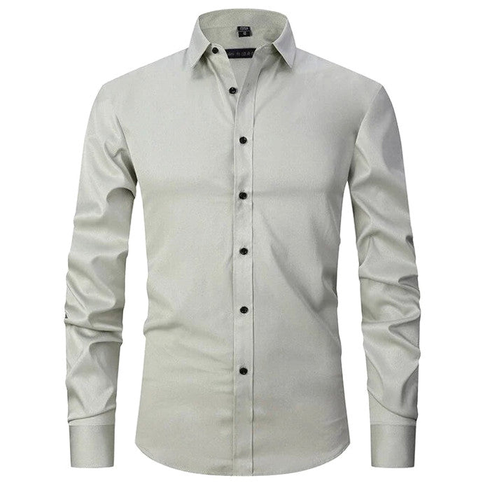Norven | Dress Shirt Stretch Slim Fit Button-Front Long Sleeve