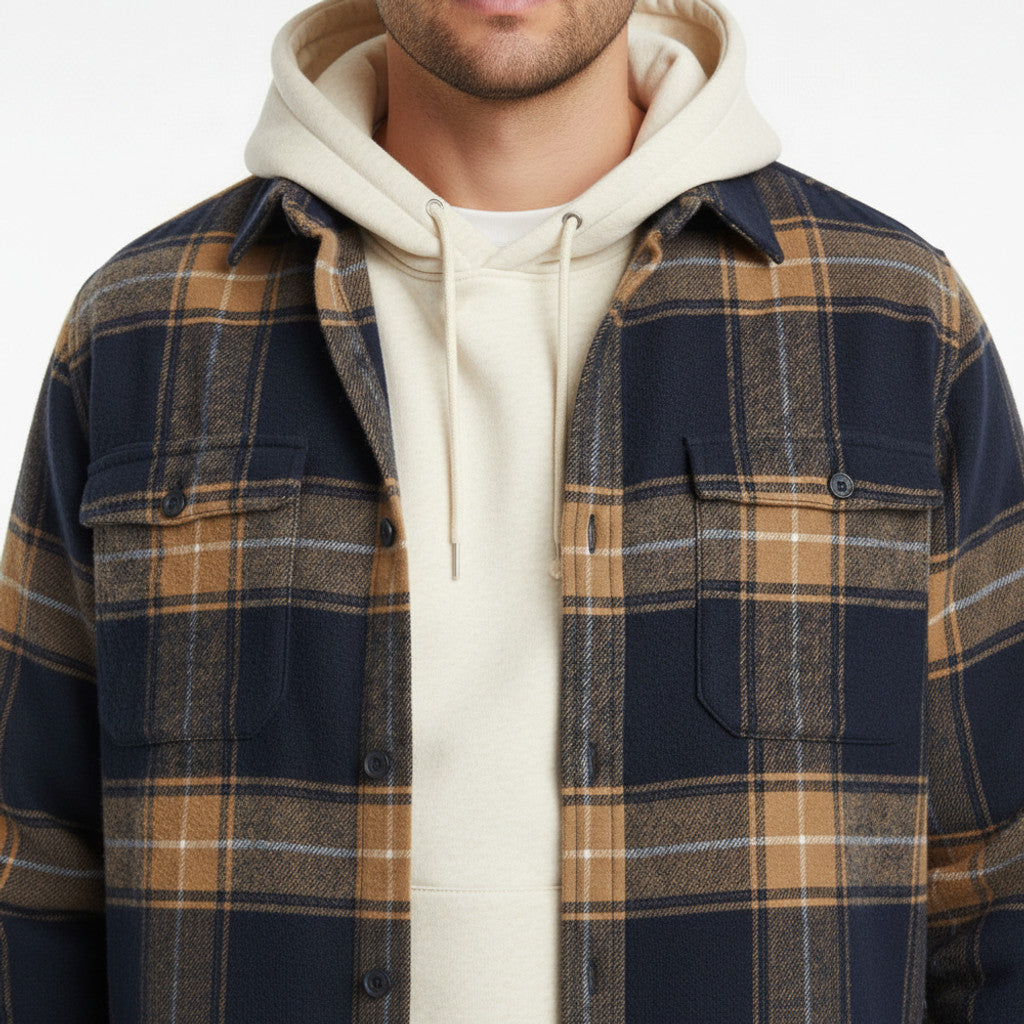 Relveck | Flannel Shirt Brushed Cotton Button-Down Tailored Fit