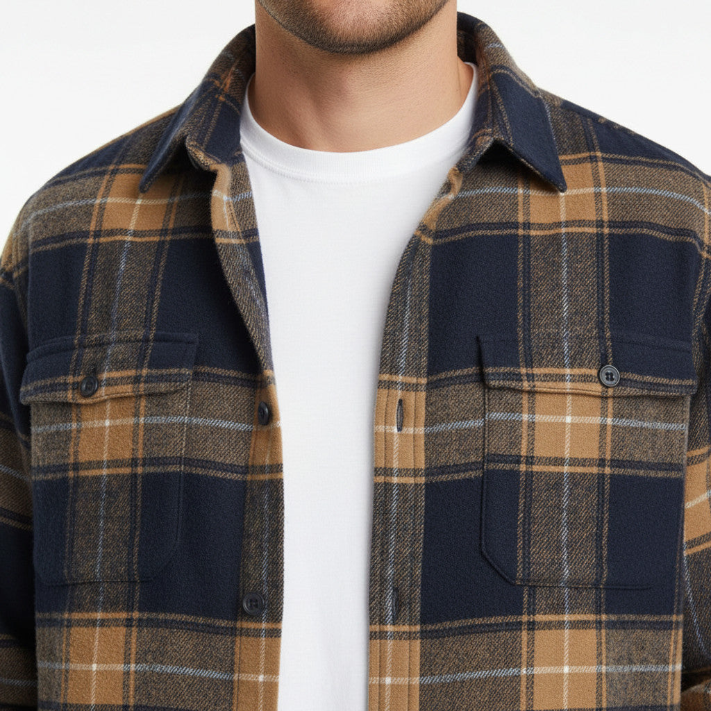 Relveck | Flannel Shirt Brushed Cotton Button-Down Tailored Fit