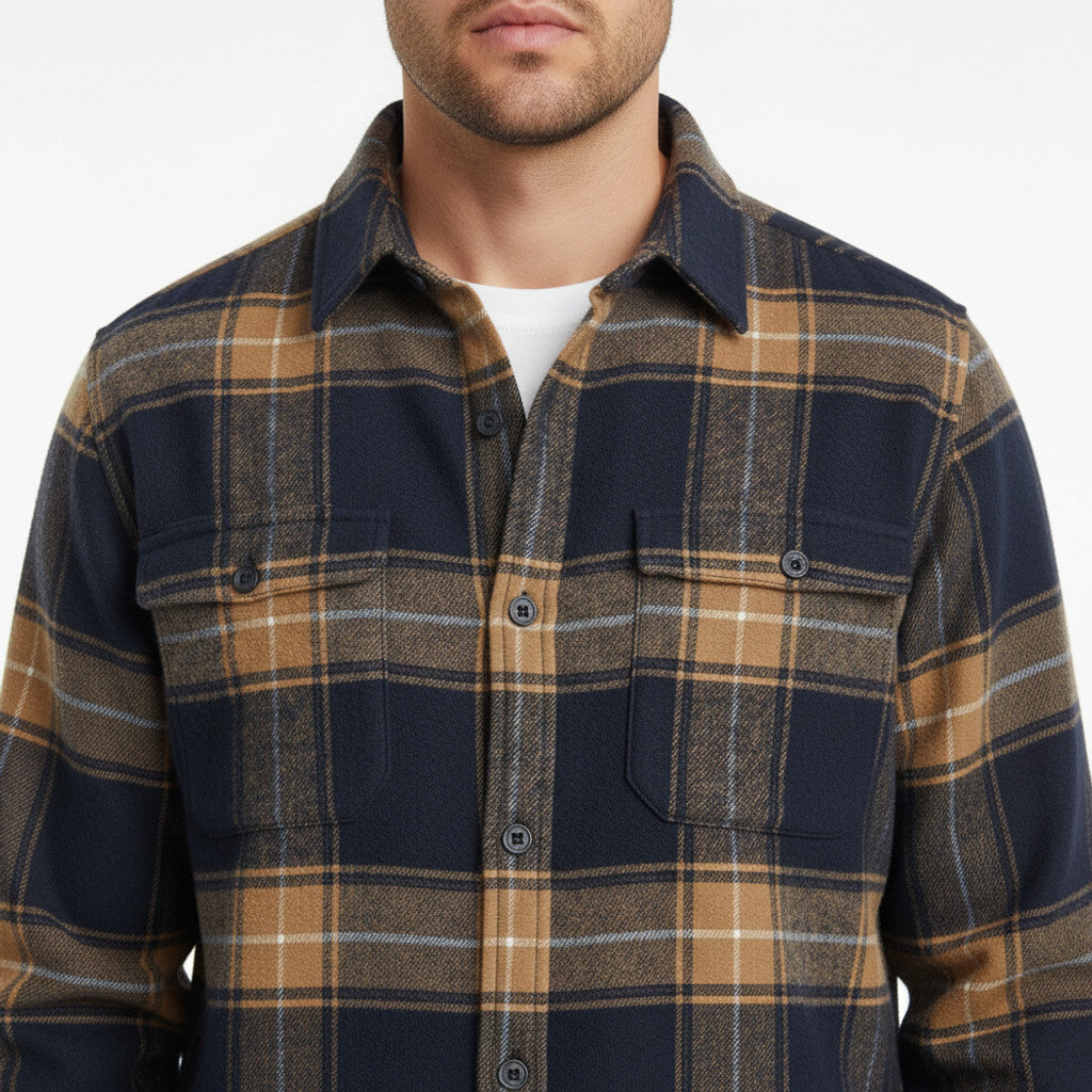 Relveck | Flannel Shirt Brushed Cotton Button-Down Tailored Fit