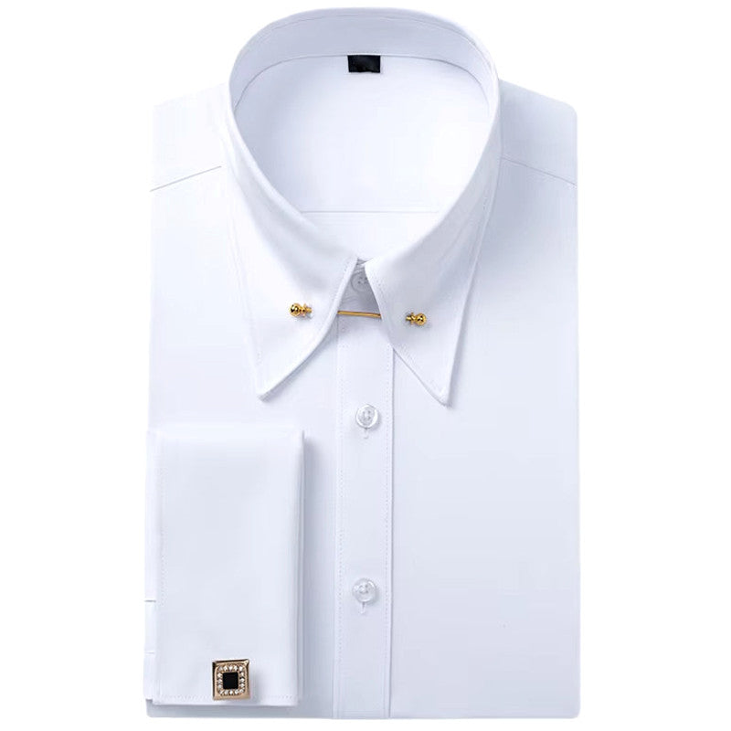 Stravan | Dress Shirt French Cuffs Collar Bar Detail