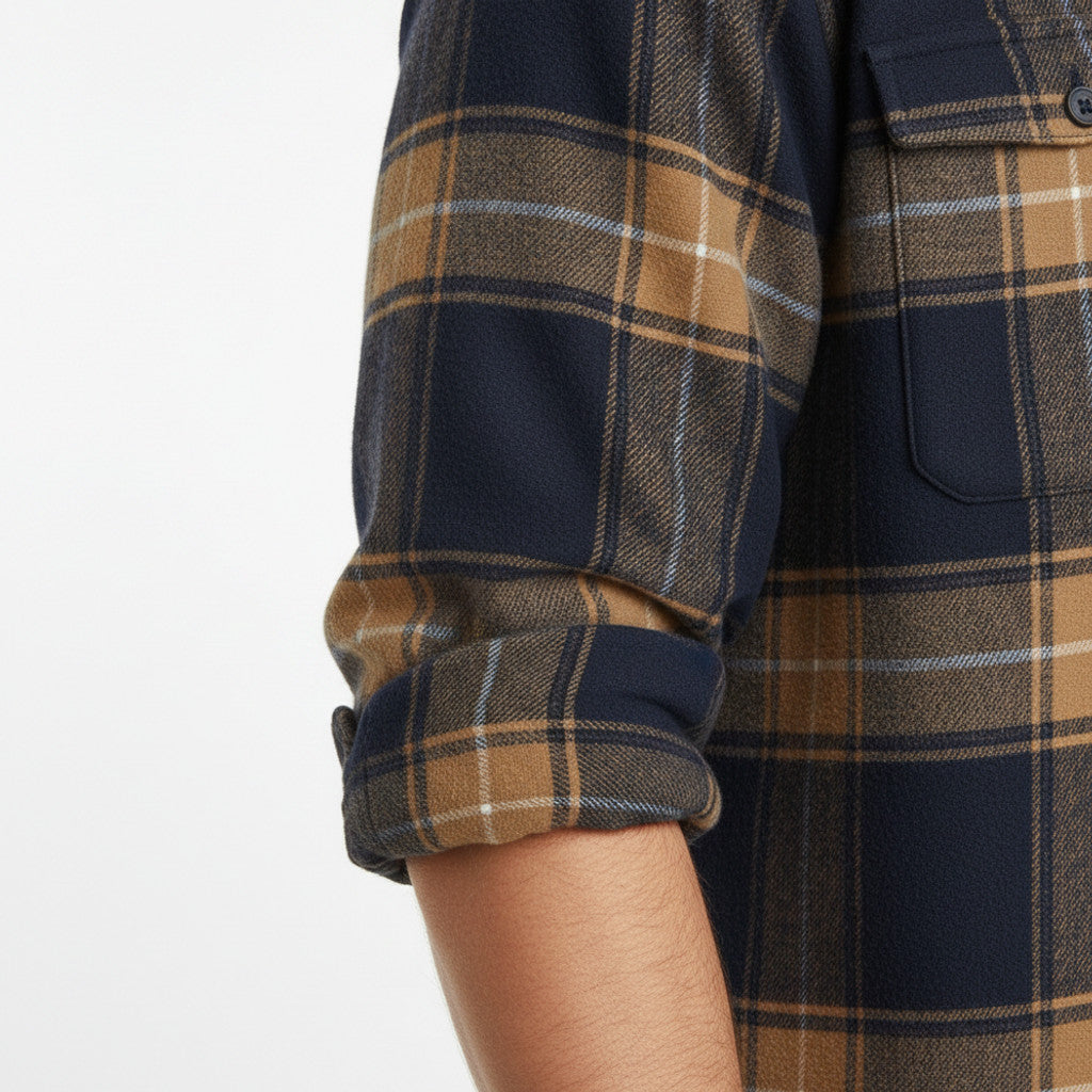 Relveck | Flannel Shirt Brushed Cotton Button-Down Tailored Fit
