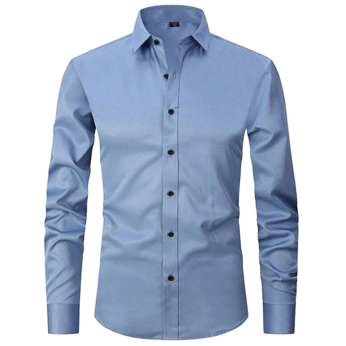 Norven | Dress Shirt Stretch Slim Fit Button-Front Long Sleeve