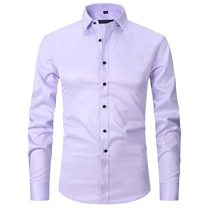Norven | Dress Shirt Stretch Slim Fit Button-Front Long Sleeve