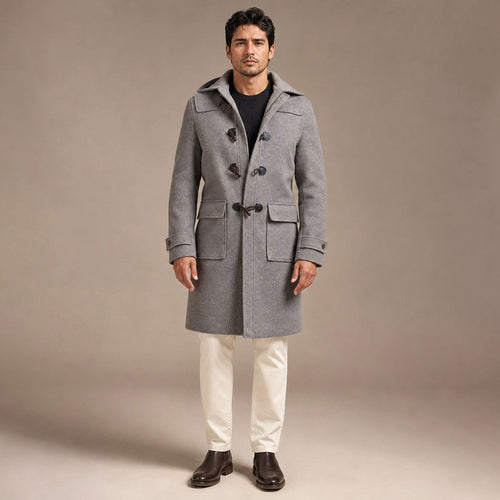 Alderley | Duffle Coat Detachable Hood Grey in Grey – Premium Editorial