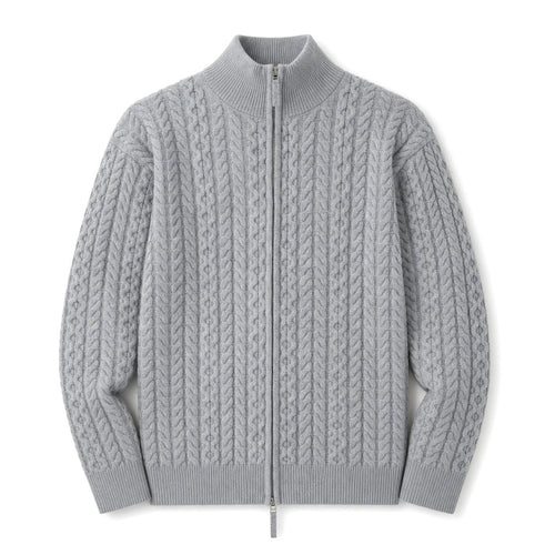 Alderton | Cable Knit Cardigan Full Zip Grey – Product Photo