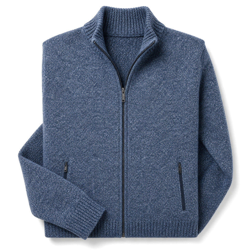 Aldous | Quarter Zip Sweater Merino Knit Slim Fit Blue – Product Photo