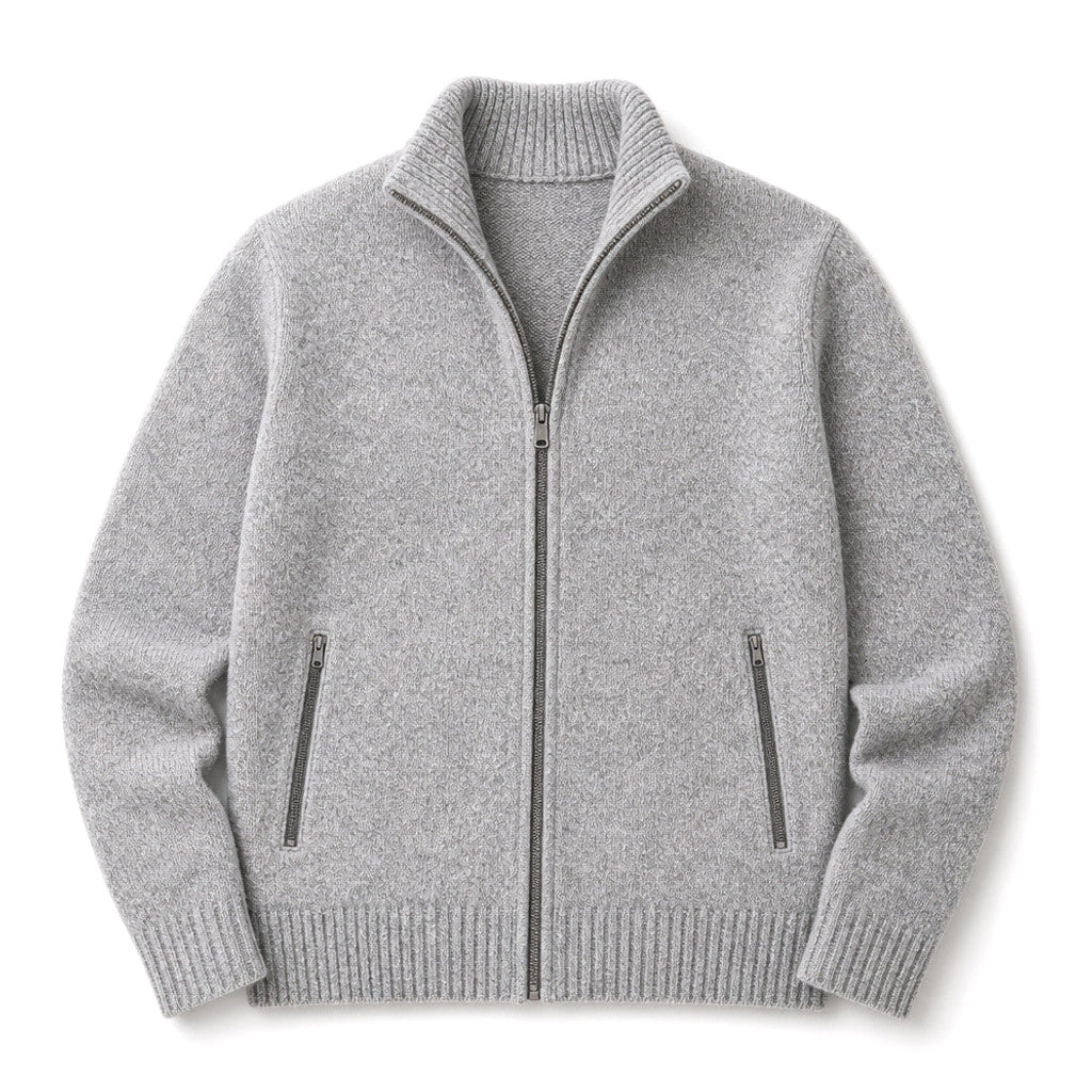 Aldous | Quarter Zip Sweater Merino Knit Slim Fit Grey – Product Photo