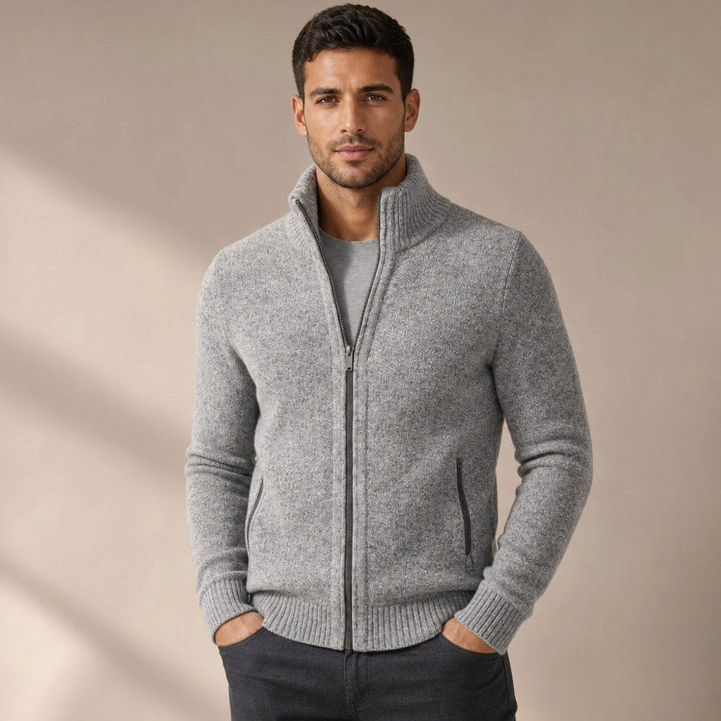 Aldous | Quarter Zip Sweater Merino Knit Slim Fit in Grey – Premium Editorial