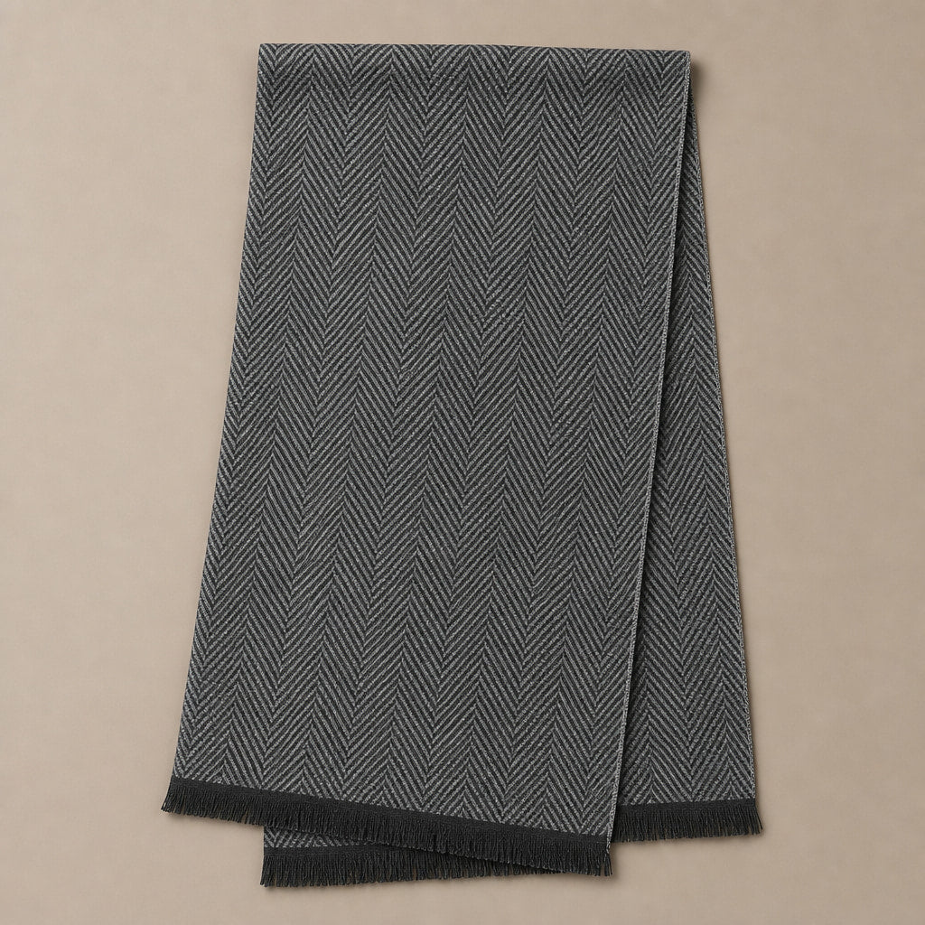Cashmere Scarf Soft Knit Dark Gray – Product Photo