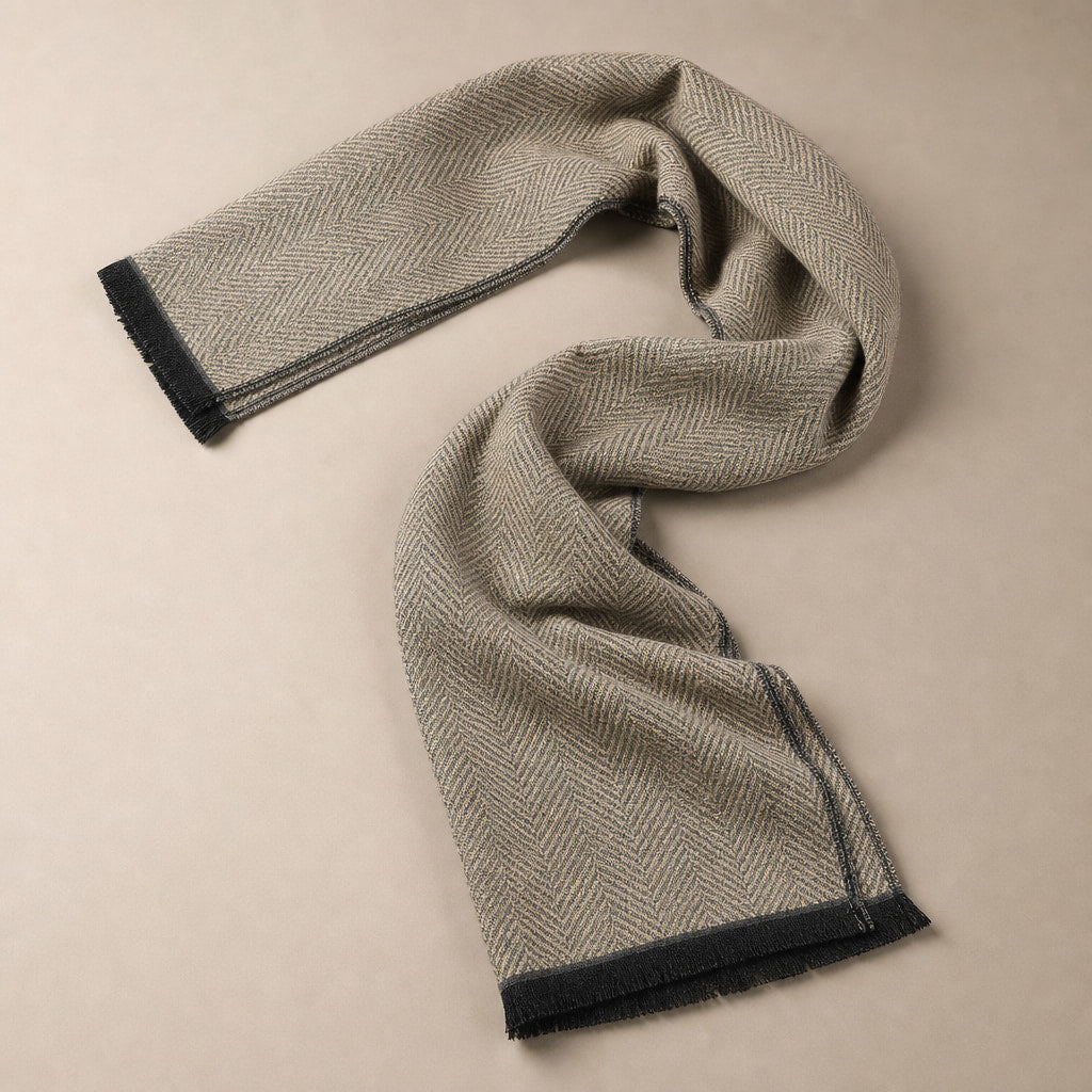 Cashmere Scarf Soft Knit in Khaki – Tomosino Premium Menswear