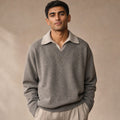 Alverton | Layered V-Neck Jumper Mock Collar Taupe – Product Photo