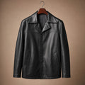 Ardenne | Leather Coat Notch Collar Black Black – Product Photo