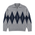 Ardleigh | Argyle Knit Jumper Structured Collar Grey – Product Photo