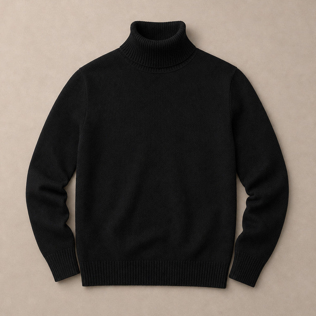 Arnold | Turtleneck Sweater Merino Wool Black – Product Photo