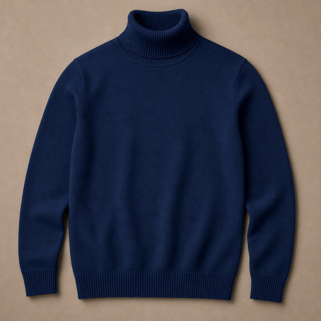 Arnold | Turtleneck Sweater Merino Wool Blue – Product Photo