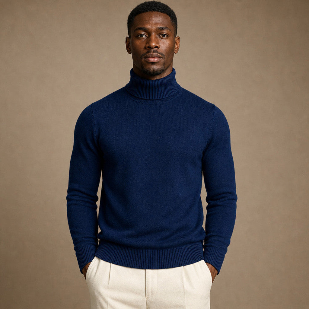 Arnold | Turtleneck Sweater Merino Wool in Blue – Premium Editorial