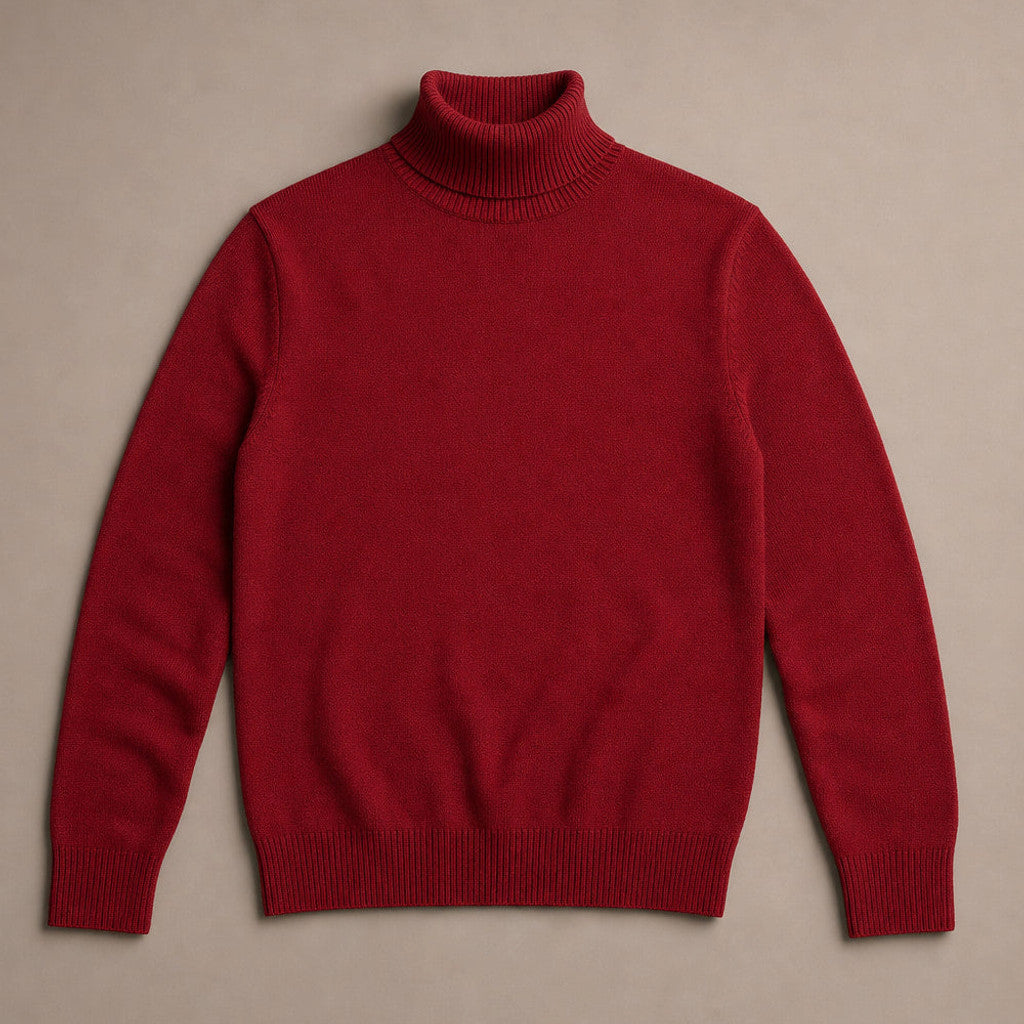 Arnold | Turtleneck Sweater Merino Wool Red – Product Photo