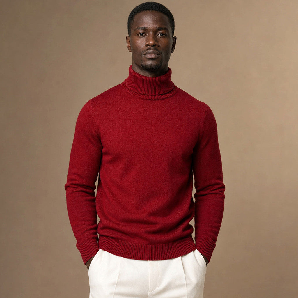 Arnold | Turtleneck Sweater Merino Wool in Red – Premium Editorial