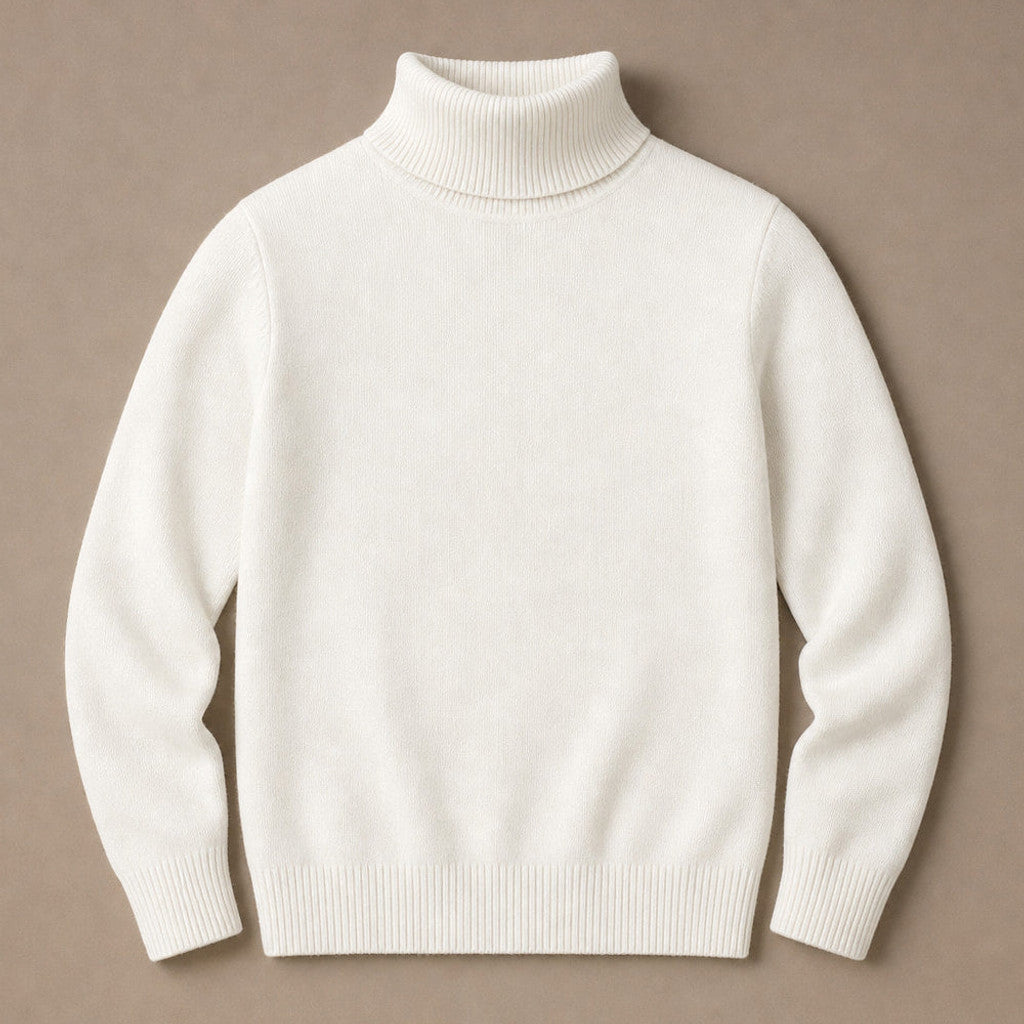 Arnold | Turtleneck Sweater Merino Wool White – Product Photo