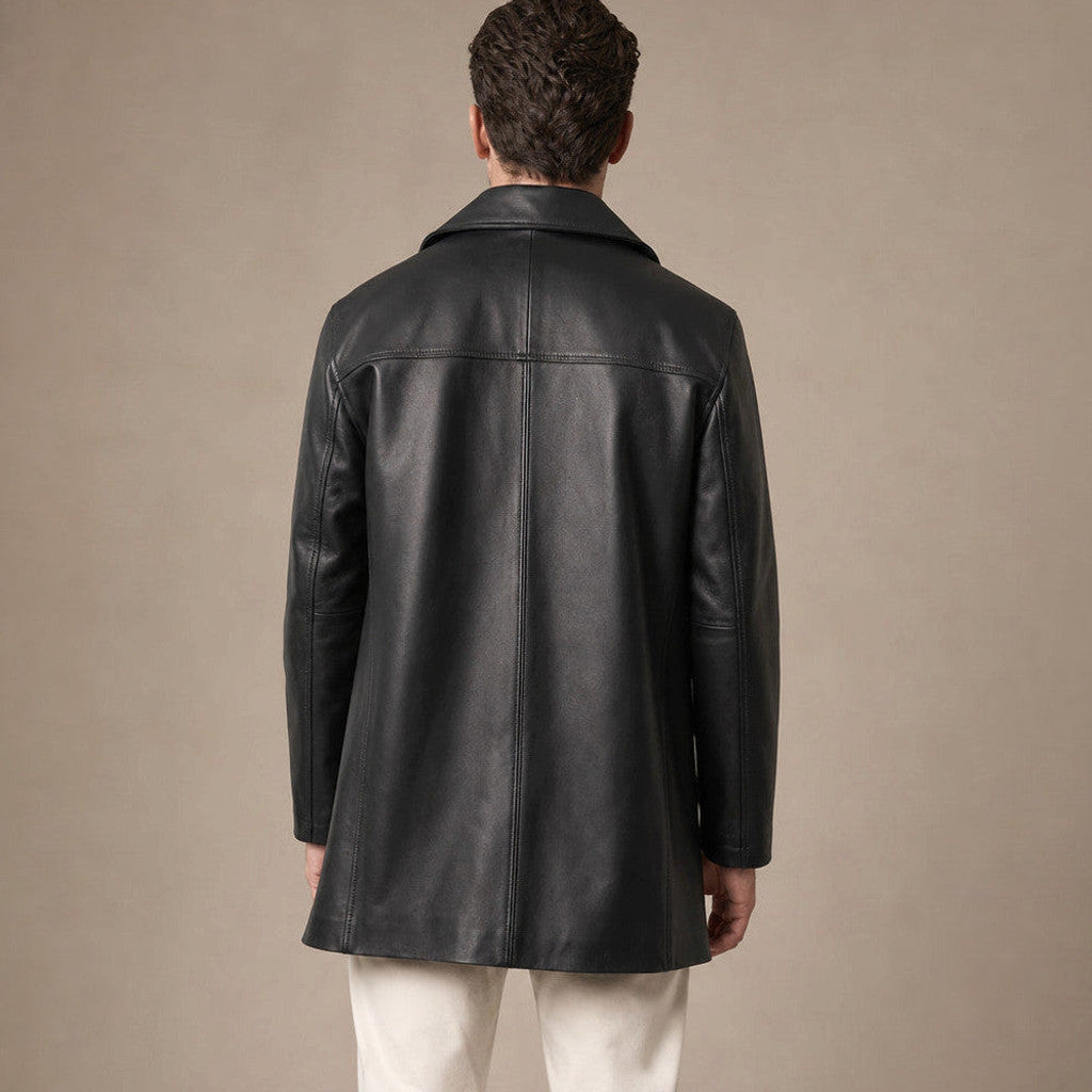 Arson | Leather Suit Coat Single Breasted Black – Product Photo