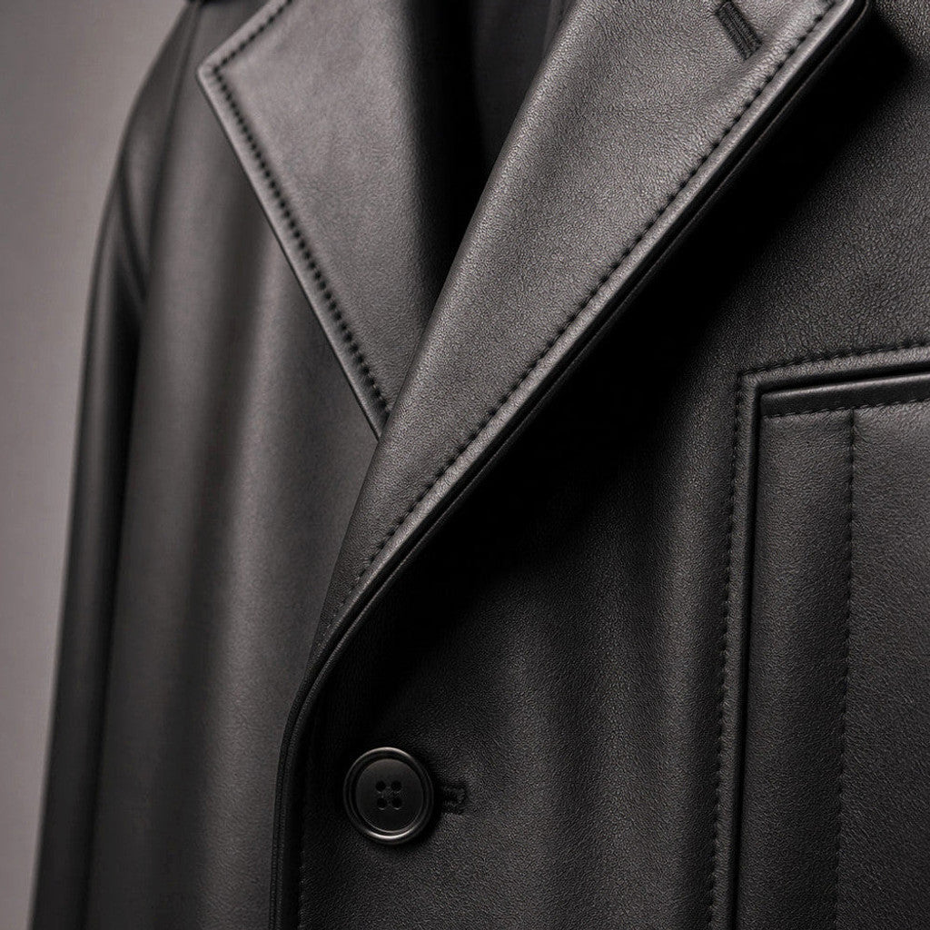 Arson | Leather Suit Coat Single Breasted Black – Product Photo