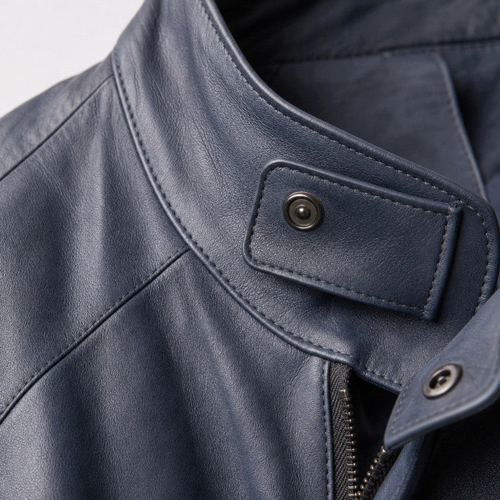 Arthur | Bomber Jacket Snap Collar Blue – Product Photo