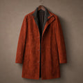 Ashworth | Suede Car Coat Faux Fur Lined Rust Brown – Product Photo