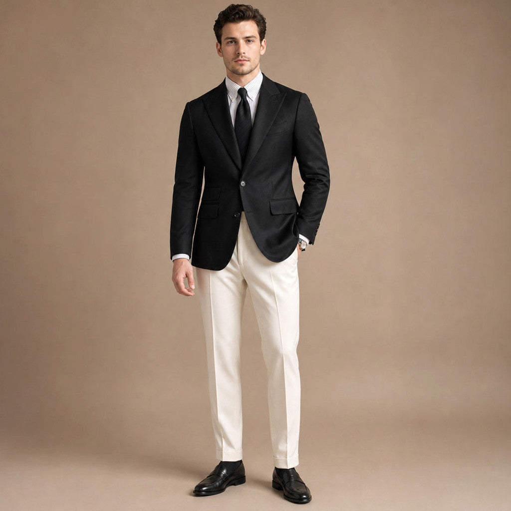 Atcon | Blazer Half Lined Neapolitan Cut Black – Full Look