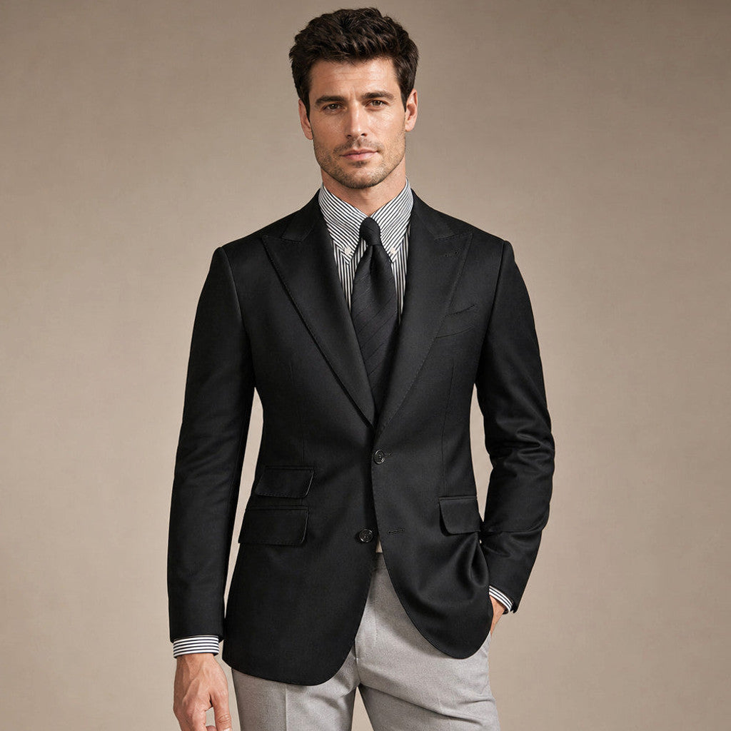 Atcon | Blazer Half Lined Neapolitan Cut in Black – Premium Editorial