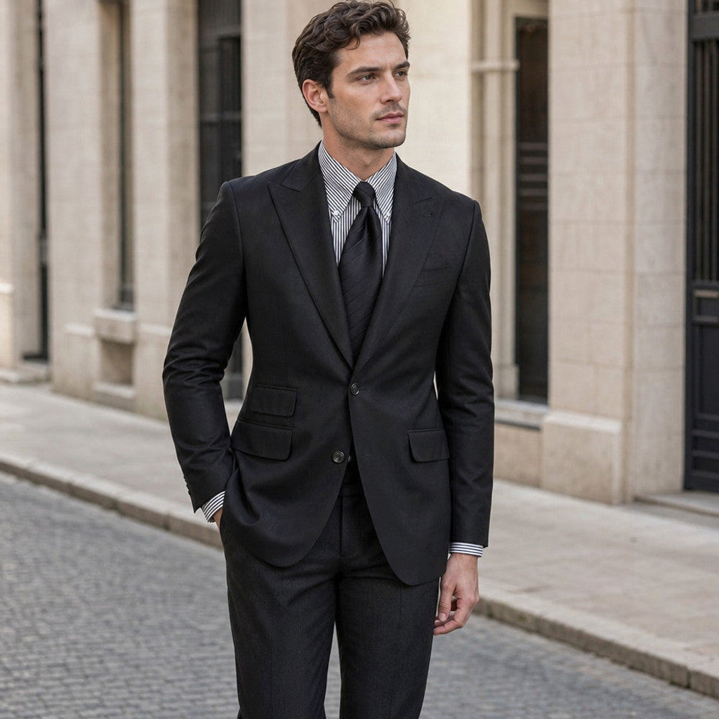 Atcon | Blazer Half Lined Neapolitan Cut Black – Styled Editorial Shot