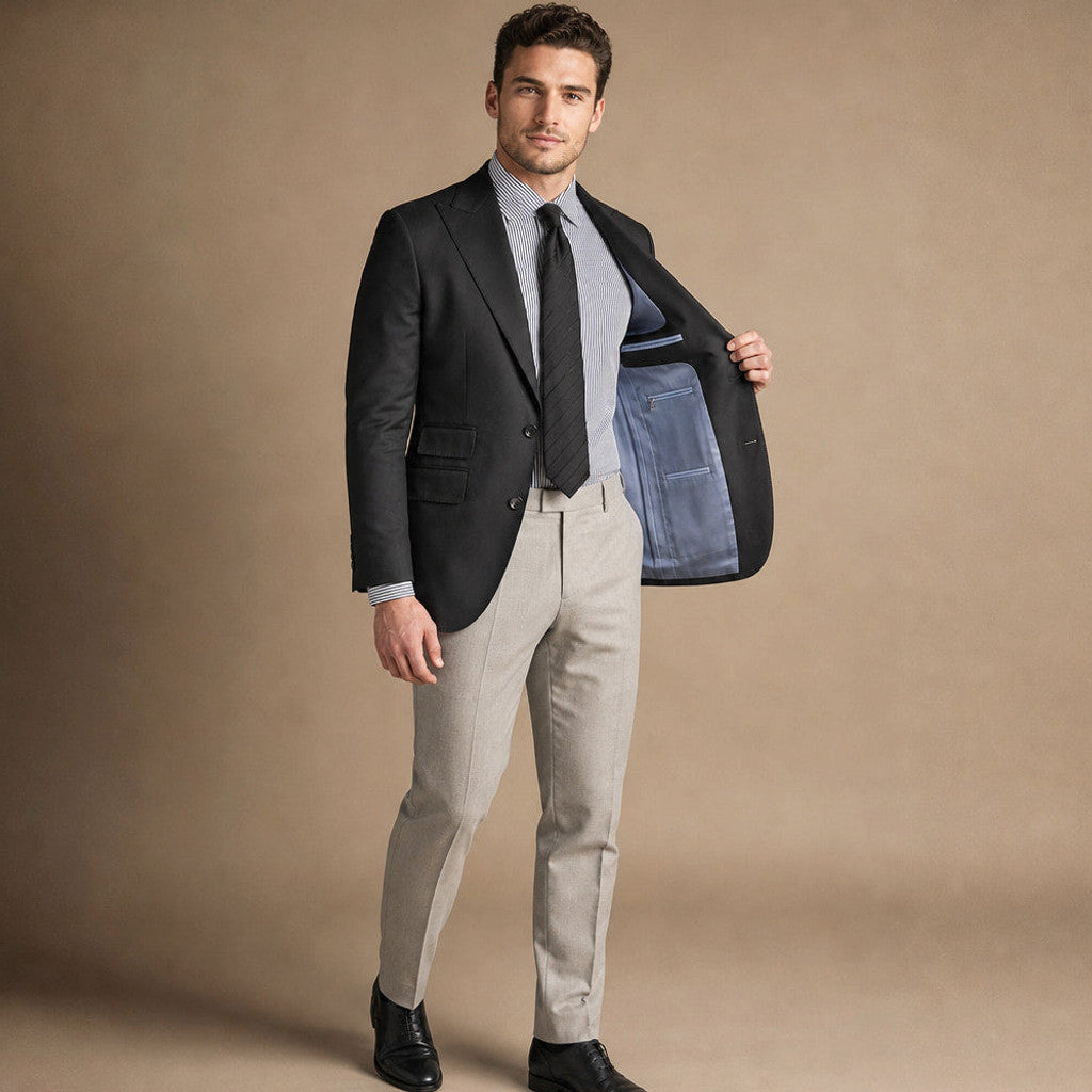 Atcon | Blazer Half Lined Neapolitan Cut Black – Interior Lining Detail