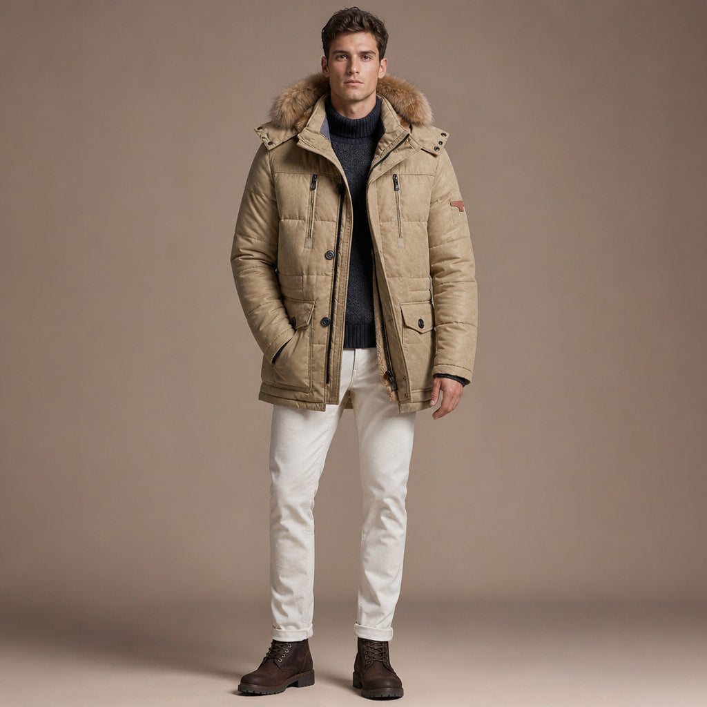 Hooded Parka Fleece Lined Khaki – Product Photo