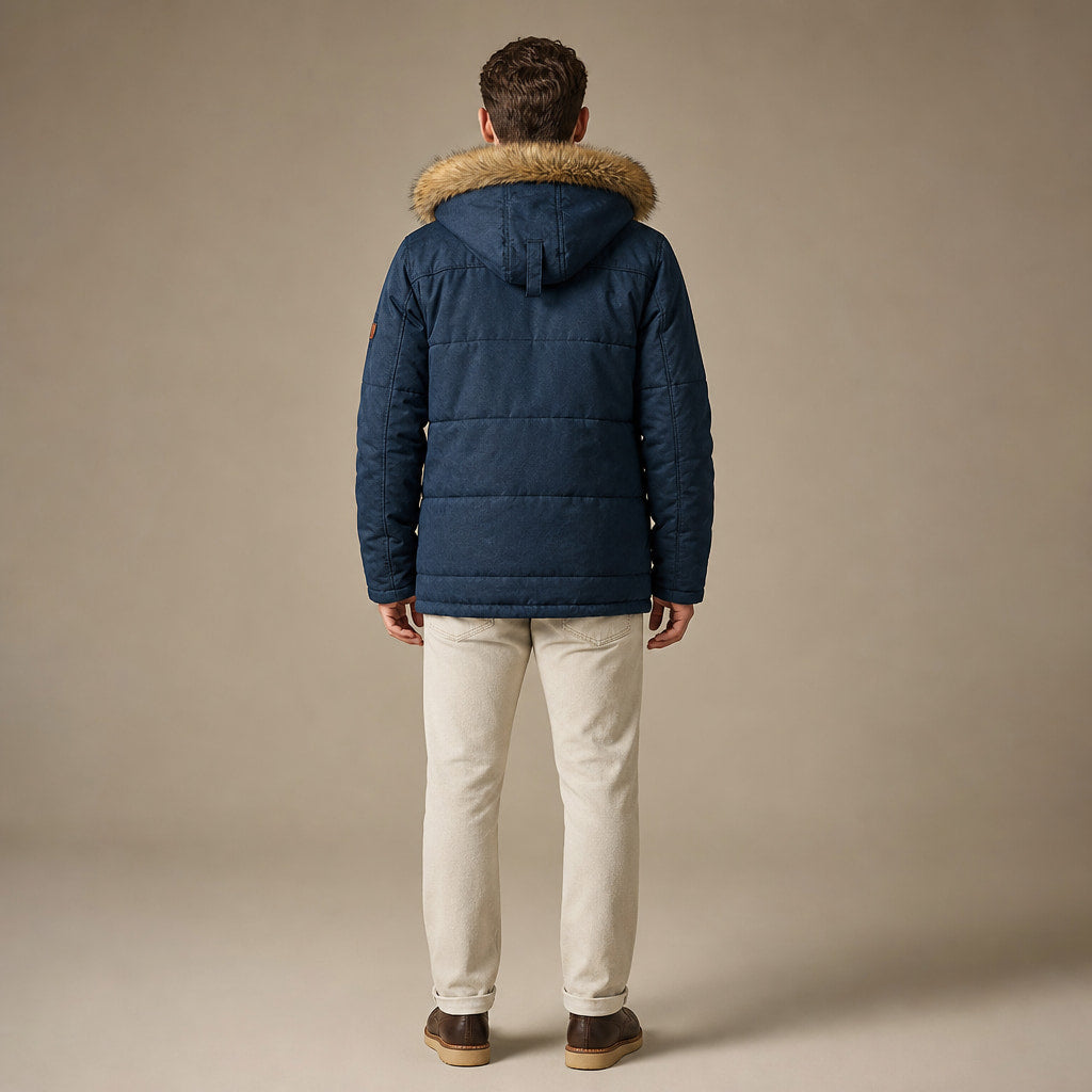 Hooded Parka Fleece Lined Navy Blue – Full Look