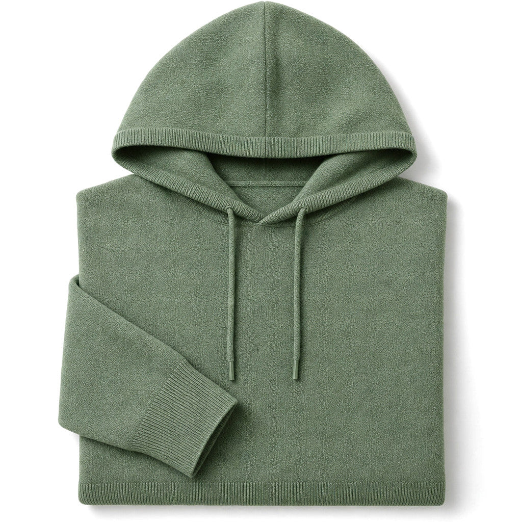 Austin | Knitwear Hoodie Fine Knit Relaxed Fit Green – Product Photo