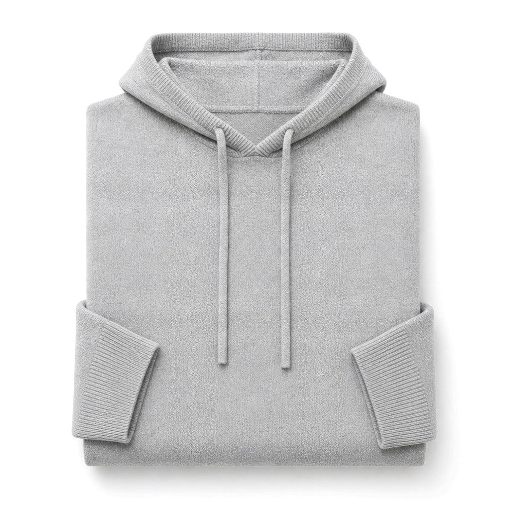 Austin | Knitwear Hoodie Fine Knit Relaxed Fit Grey – Product Photo