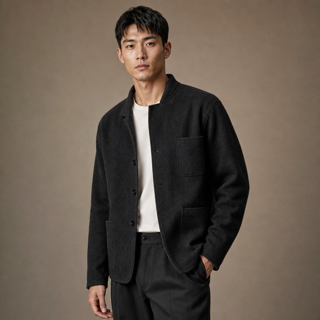 Blazer Relaxed Fit Unstructured Casual in Black – Tomosino Premium Menswear