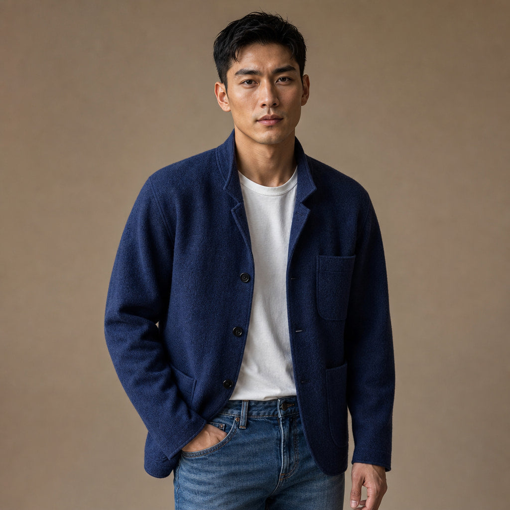 Blazer Relaxed Fit Unstructured Casual in Blue – Tomosino Premium Menswear