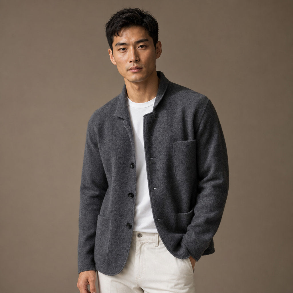 Blazer Relaxed Fit Unstructured Casual in Dark Gray – Tomosino Premium Menswear