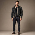 Coats Faux Leather Sherpa Lined Vintage Black in Black – Tomosino Premium Menswear