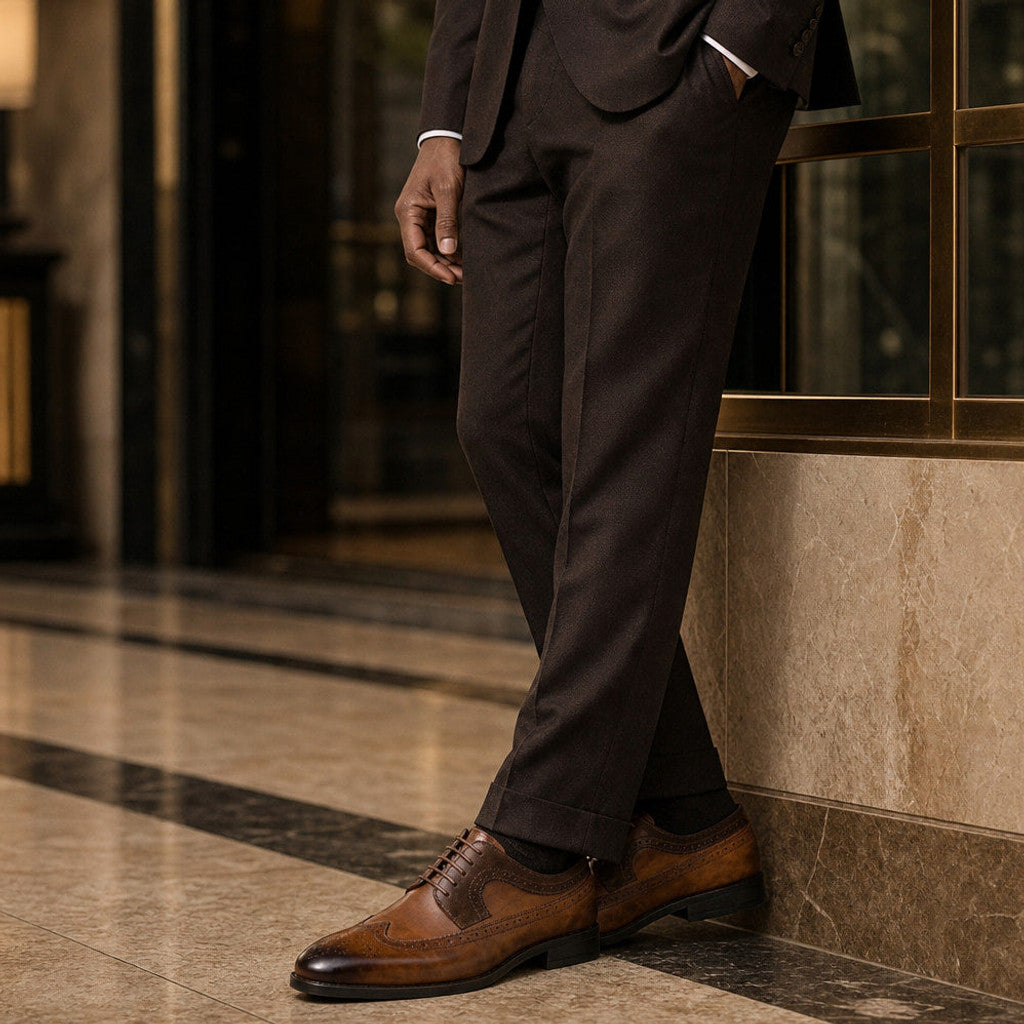 Balron | Oxford Shoes Wingtip Brogue Brown – Side Angle View