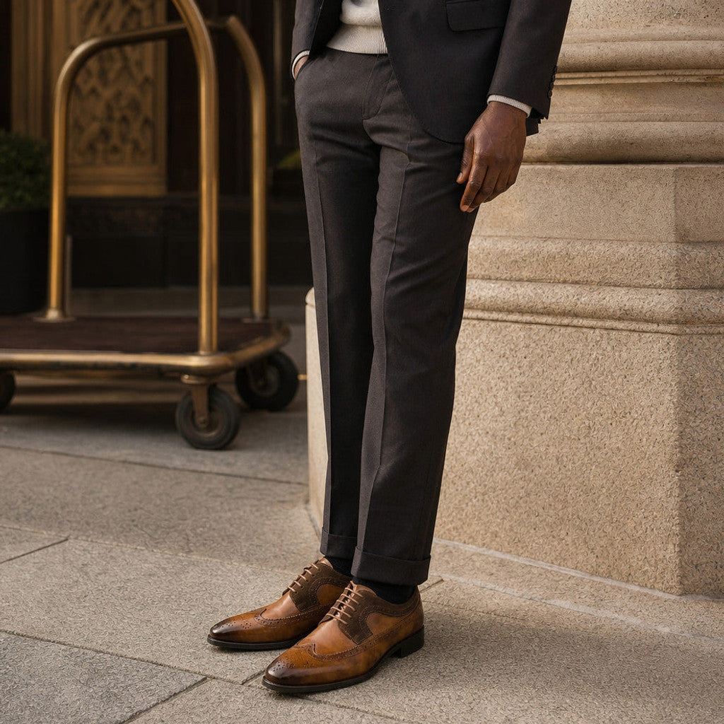 Balron | Oxford Shoes Wingtip Brogue Brown – Full Look