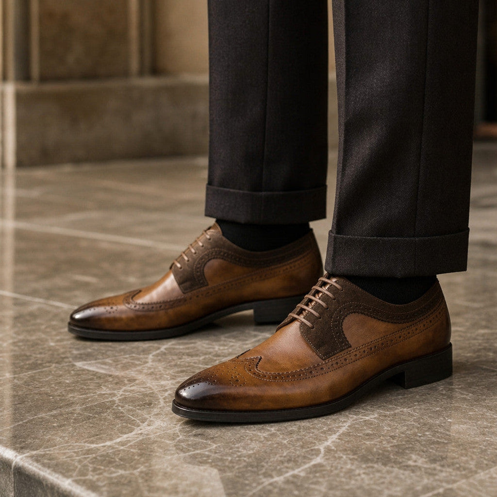 Balron | Oxford Shoes Wingtip Brogue Brown – Styled Editorial Shot