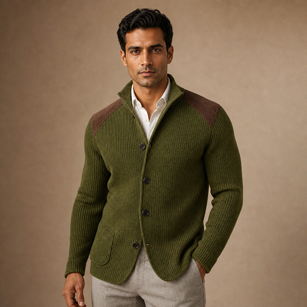 Blazer Knit Structured Relaxed Fit in Green – Tomosino Premium Menswear