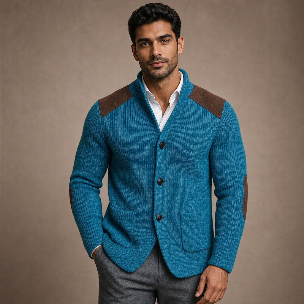 Blazer Knit Structured Relaxed Fit in Light Blue – Tomosino Premium Menswear