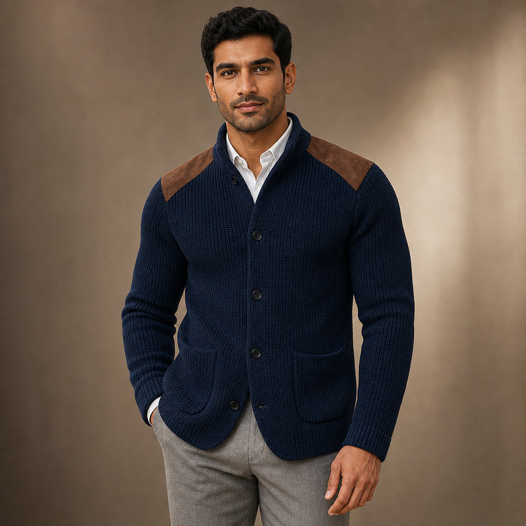 Blazer Knit Structured Relaxed Fit in Navy Blue – Tomosino Premium Menswear